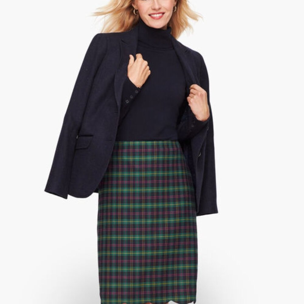 Talbots Tartan A-Line Skirt with Scallops